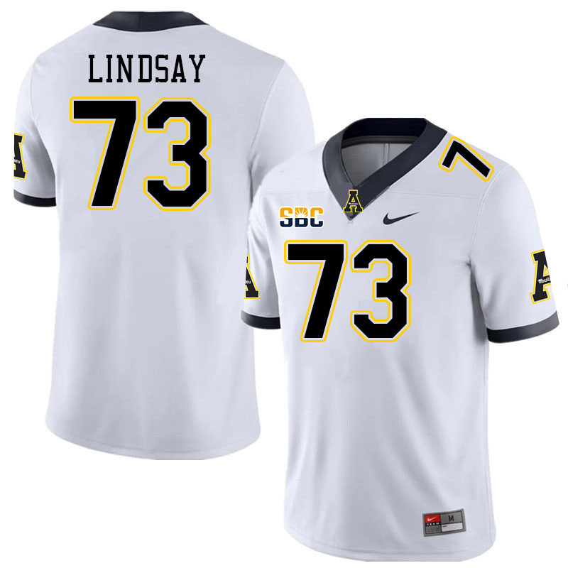 Men #73 Jaden Lindsay Appalachian State Mountaineers College Football Jerseys Stitched Sale-White